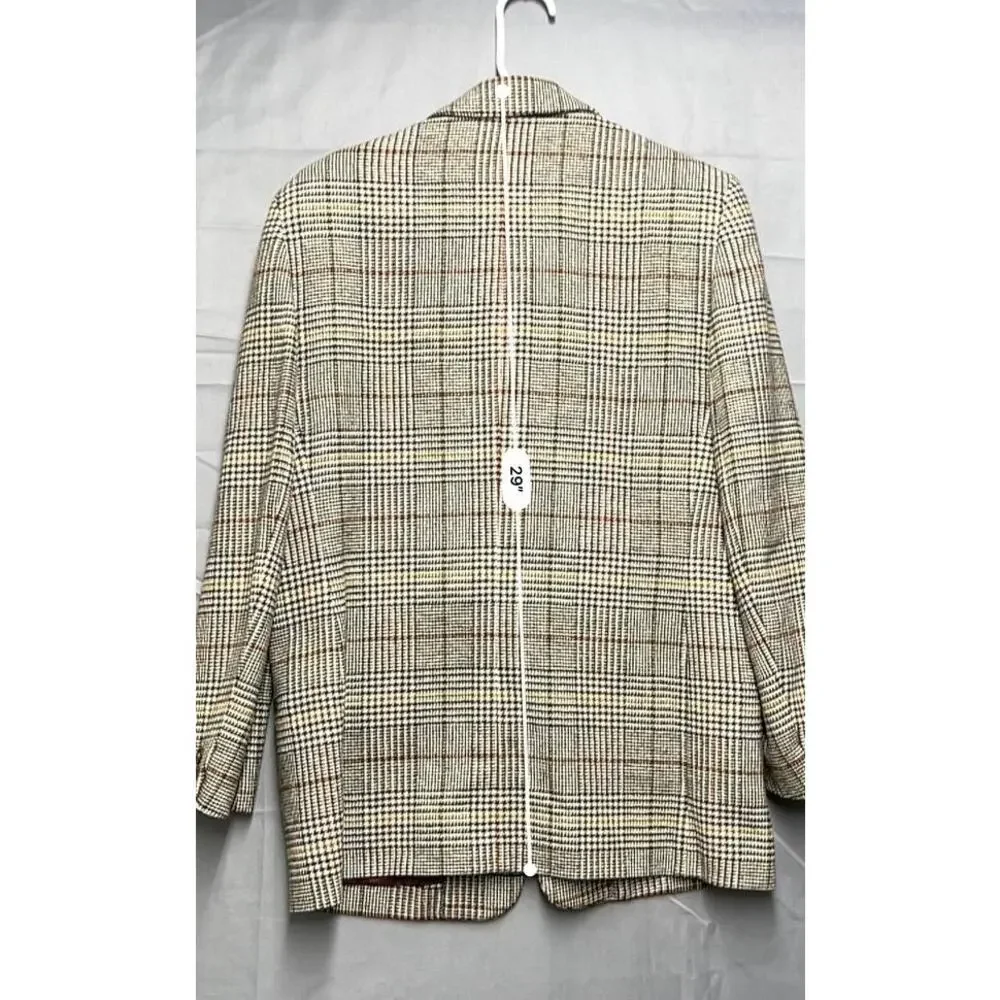 Charter Club 100 Wool Brown Plaid Blazer Prince of Wales Sz 10 Preppy‎ Academia